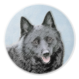 Bouton De Porte En Céramique Peinture Schipperke - Cute Original Chien Art