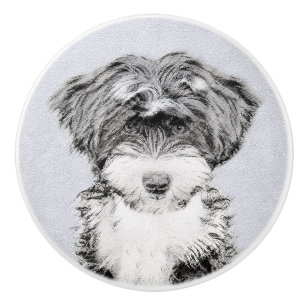 Bouton De Porte En Céramique Peinture Tibétaine Terrier - Cute Original Chien A