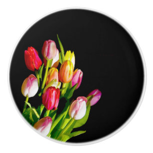 Bouton De Porte En Céramique Peinture Tulip - Art Fleur original