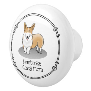 Bouton De Porte En Céramique Pembroke Welsh Corgi Maman (rouge 1) Chien Maman M