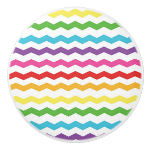 Bouton De Porte En Céramique Penderie arc-en-ciel à motif chevron coloré