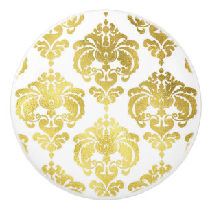 Bouton De Porte En Céramique Penderie élégante de chambre à coucher en damas or