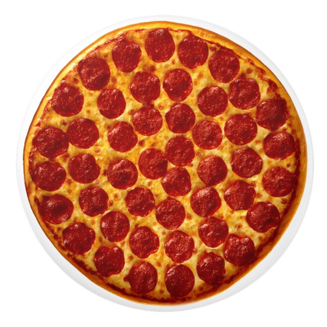 Bouton De Porte En Céramique Pepperoni Pizza (Devant)