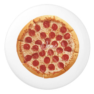 Bouton De Porte En Céramique Pepperoni Pizza Thunder_Cove