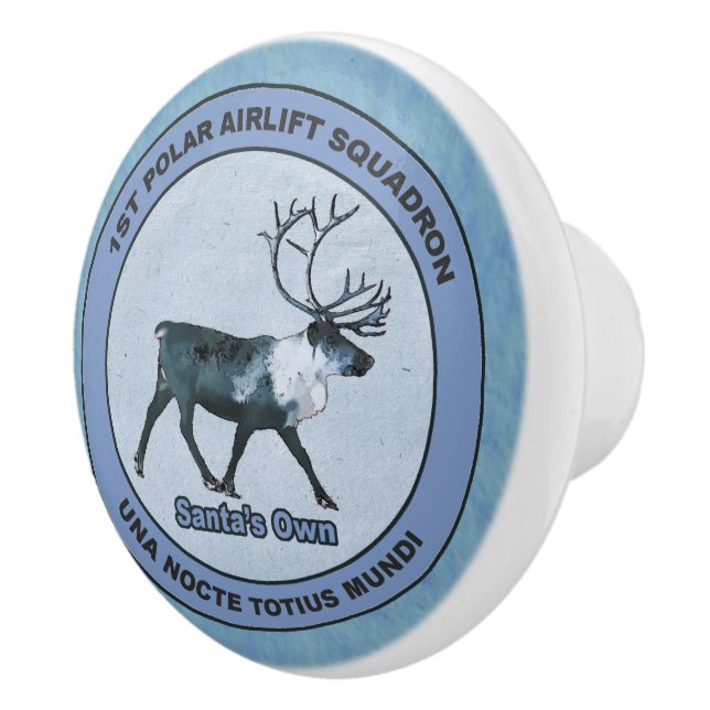 Bouton De Porte En Céramique Père Noël 1er Polar Airlift Sqdn - Subduit (Droite)