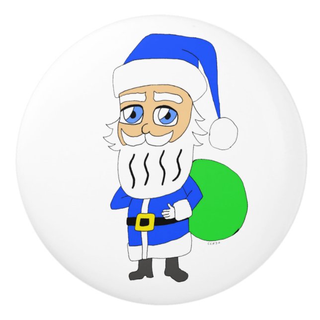 Bouton De Porte En Céramique Père Noël chibi       (Devant)