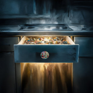 Bouton De Porte En Céramique Père Noël et Reindeerts en Verre de Majestic