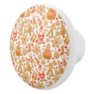 Bouton De Porte En Céramique Père Noël & Snowman Gingerbread Noël Cookies