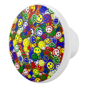 Bouton De Porte En Céramique Perles de visage primaires-KNOB CÉRAMIQUE ROUGE