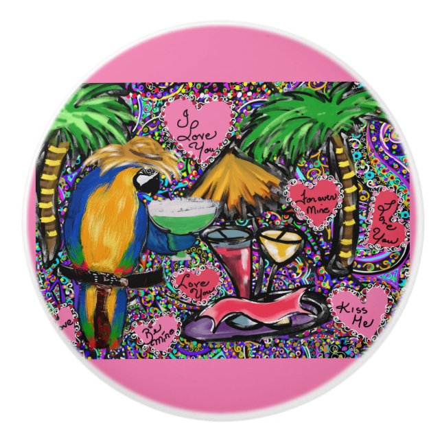 Bouton De Porte En Céramique Perroquet (Devant)