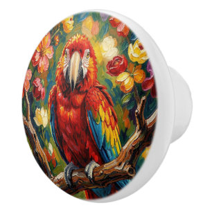 Bouton De Porte En Céramique Perroquet Ara Impasto Assez Joli 