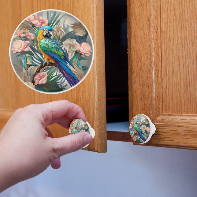 Bouton De Porte En Céramique Perroquet Essence d'Opale (Créateur téléchargé)