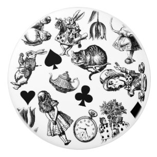 Bouton De Porte En Céramique Personnages classiques d'Alice aux aventures au pa