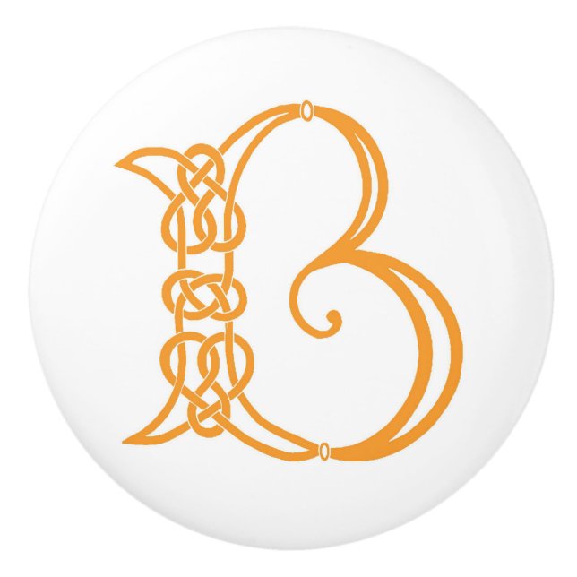 Bouton De Porte En Céramique Personnalisé Celtic Initial B (Devant)