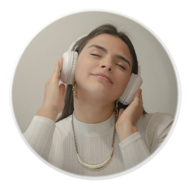 Bouton De Porte En Céramique Personnalisé Photo Moderne Complet  (Devant)