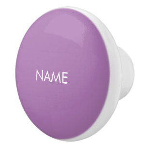 Bouton De Porte En Céramique Personnaliser avec nom, texte minimaliste lavande 