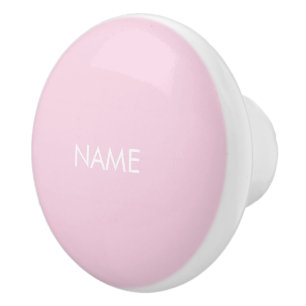 Bouton De Porte En Céramique Personnaliser avec nom, texte minimaliste rose bla