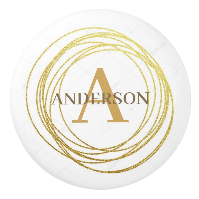 Bouton De Porte En Céramique Personnaliser Cercueils - Cercles d'or (Devant)