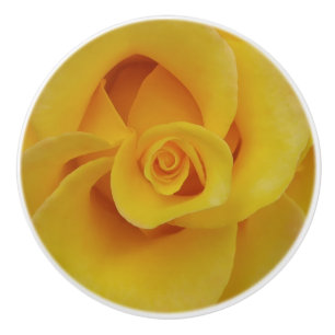 Bouton De Porte En Céramique Pétales de rose jaune romantiques