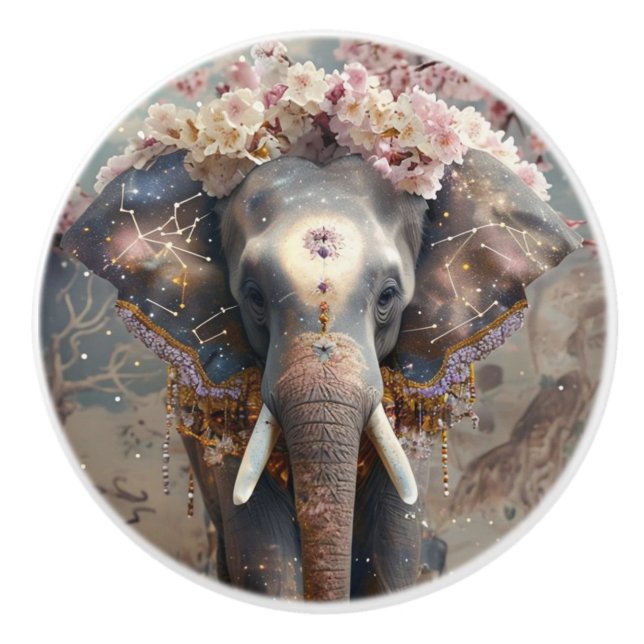 Bouton De Porte En Céramique Pétales et Trunks (Devant)