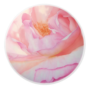 Bouton De Porte En Céramique pétales roses