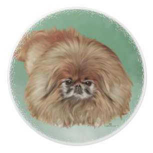 Bouton De Porte En Céramique Petit chien lion