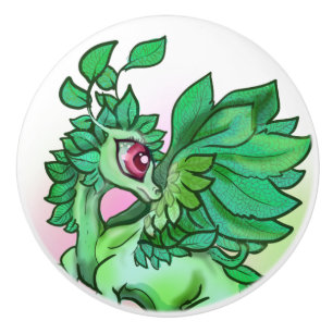 Bouton De Porte En Céramique Petit jardin de menthe aux herbes Dragon