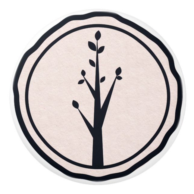 Bouton De Porte En Céramique Petit thème rustique arbre nature minimaliste biol (Devant)