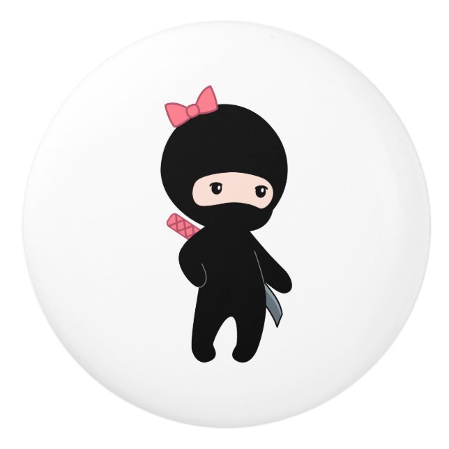 Bouton De Porte En Céramique Petite fille Ninja (Devant)