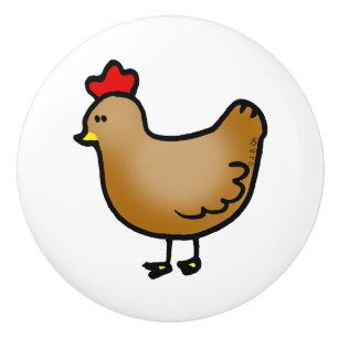 Bouton De Porte En Céramique petite poule mignonne de poulet de ferme