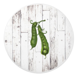 Bouton De Porte En Céramique Petits Pois Blanc Bois Rustique Cuisine Ferme