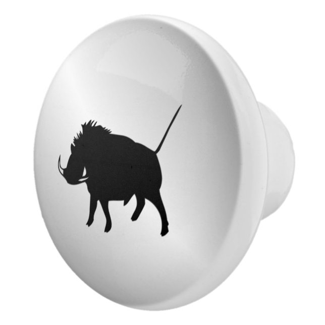 Bouton De Porte En Céramique Phacochère Argent (Droite)