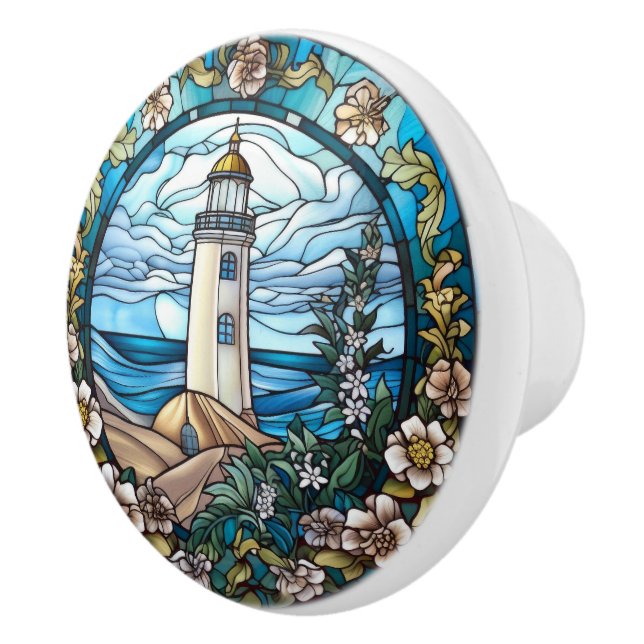 Bouton De Porte En Céramique Phare en faux verre mignon (Droite)