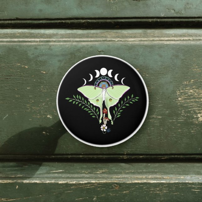 Bouton De Porte En Céramique Phases Luna Moth Moon Noir (Créateur téléchargé)