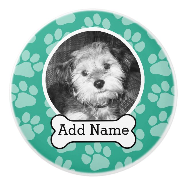 Bouton De Porte En Céramique Photo pour animaux de compagnie avec os de chien e (Devant)