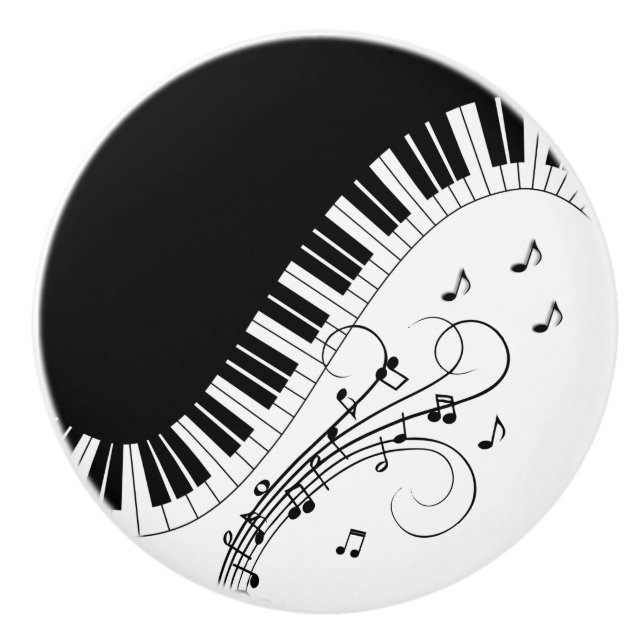 Bouton De Porte En Céramique Piano Clavier Musique Design Souris (Devant)