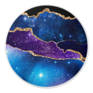 Bouton De Porte En Céramique Pierre d'agate marbrée Galaxie scintillante Étoile