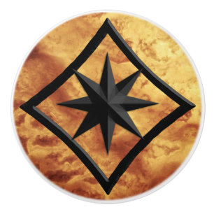 Bouton De Porte En Céramique Pierre de Gem, Oeil de Tigre Or et Ornement d'Onyx