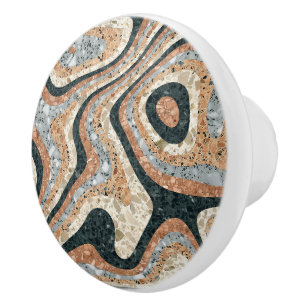 Bouton De Porte En Céramique Pierres de Quartz Abstraites Naturelles Vintage