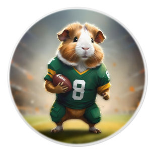 Bouton De Porte En Céramique Pigskin Prodigy : Le Quarterback Cochon d'Inde,
