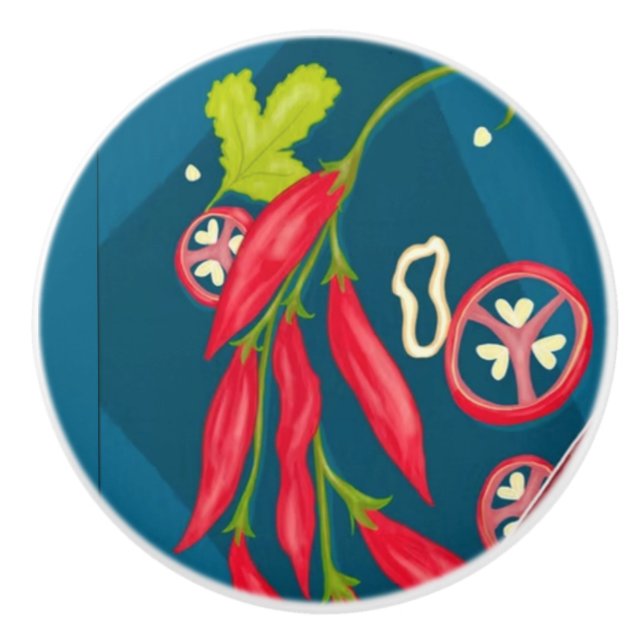 Bouton De Porte En Céramique Piments (Devant)