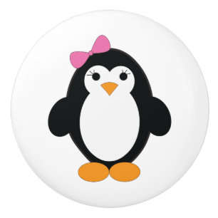 Bouton De Porte En Céramique Pingouin fille mignonne