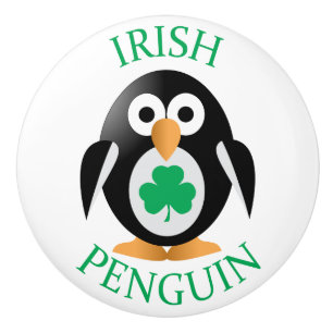 Bouton De Porte En Céramique Pingouin irlandais
