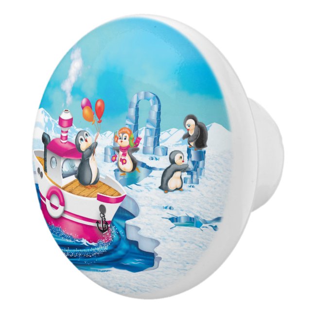 Bouton De Porte En Céramique pingouins en Antarctique (Droite)