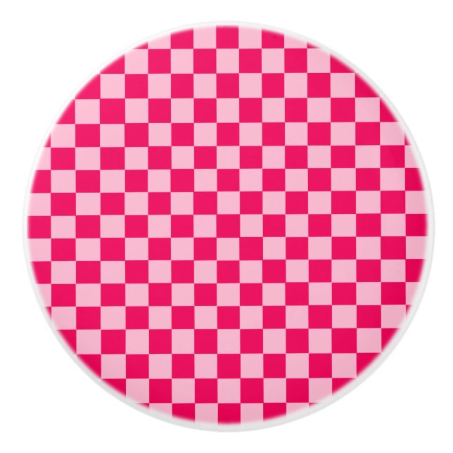 Bouton De Porte En Céramique Pink Combination Classic Checkerboard par STaylor (Devant)
