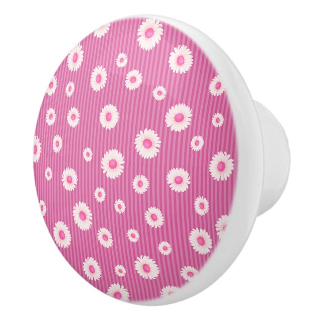 Bouton De Porte En Céramique Pink Daisy (Droite)