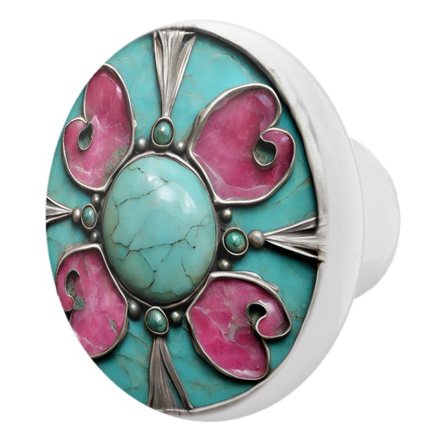 Bouton De Porte En Céramique Pink October Tourmaline Birth Stone (Droite)