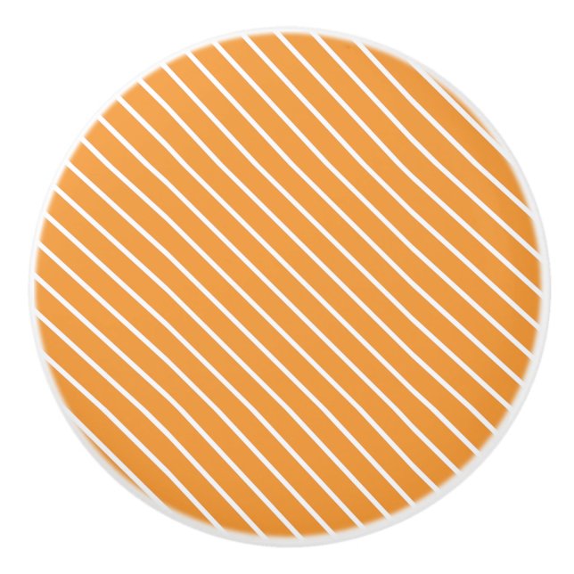 Bouton De Porte En Céramique Pinstripes diagonales - orange et blanc (Devant)