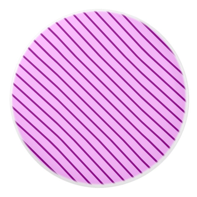 Bouton De Porte En Céramique Pinstripes diagonales - orchidée et violette (Devant)