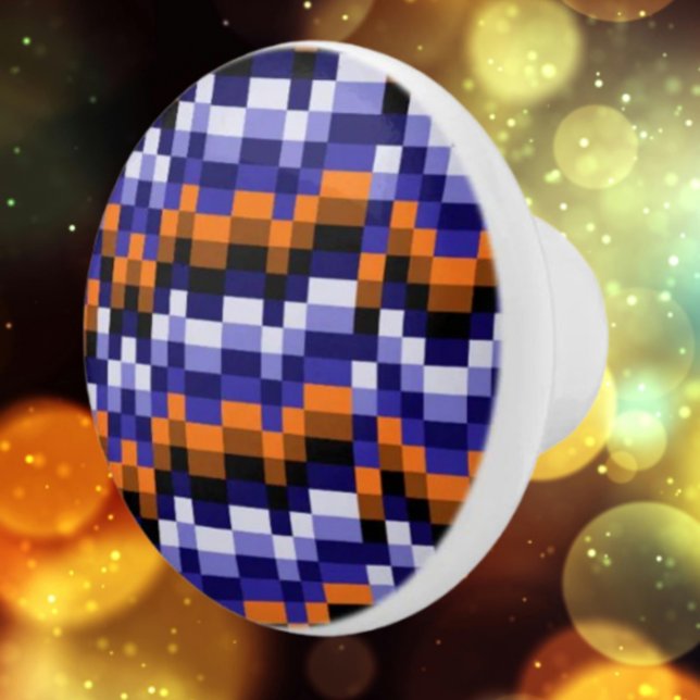 Bouton De Porte En Céramique Pixel Art Ceramic Knob - Blues, Orange & Earth (Créateur téléchargé)